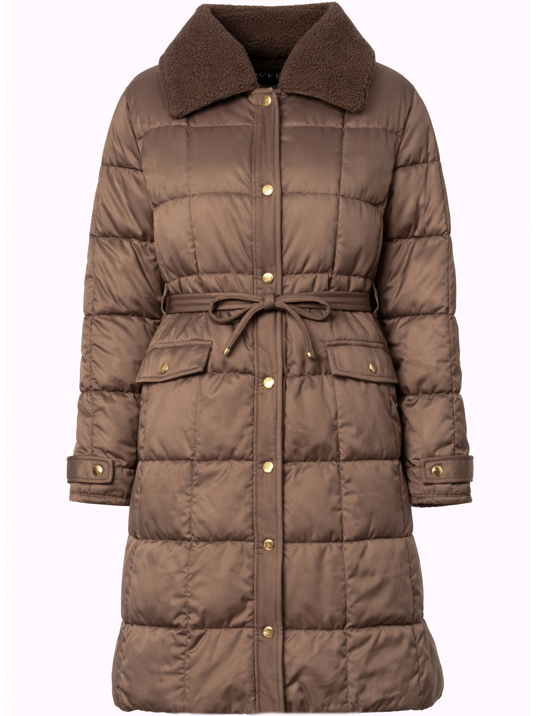 PIUMINO AVVITATO COLLO FAKE LAMB RIMOVIBILE,4 TG,100%PL,MADE IN PRC      - TAUPE